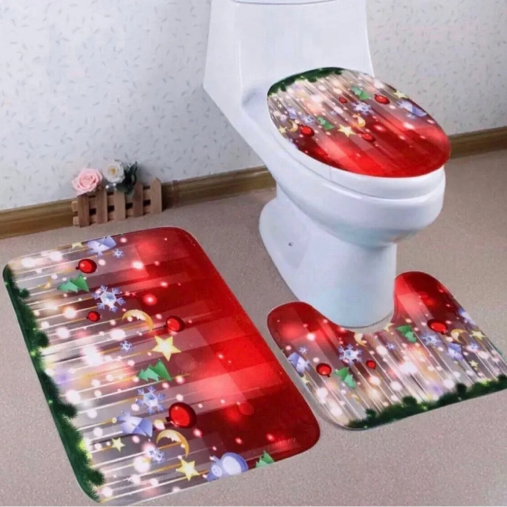 3 piece christmas bathroom set